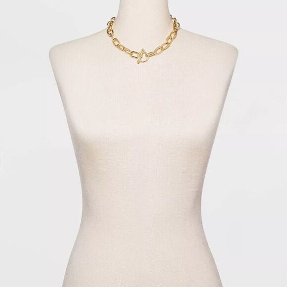 NEW SUGARFIX by BaubleBar Chain Link Statement Necklace Choker Gold Color - Picture 7 of 8